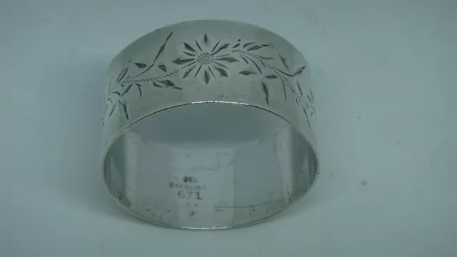 Antique Gorham "Jennie" Sterling Silver Floral Napkin Ring Circa 1888 3