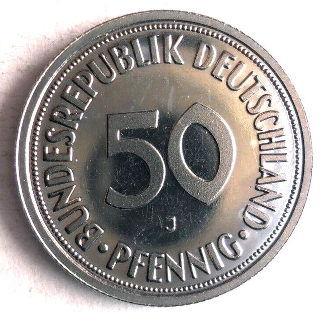 1950 J GERMANY 50 PFENNIG - Excellent PROOF Coin - FREE SHIP - Bin #701 2