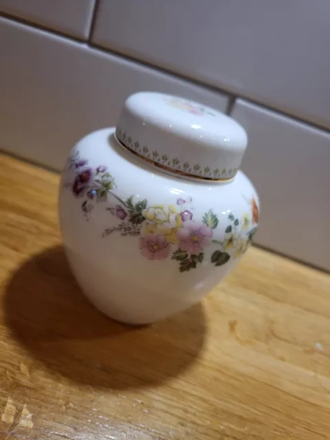 Vintage Wedgewood Bone China Mirabelle -  Ginger Jar Tea Caddy  - Floral Gold