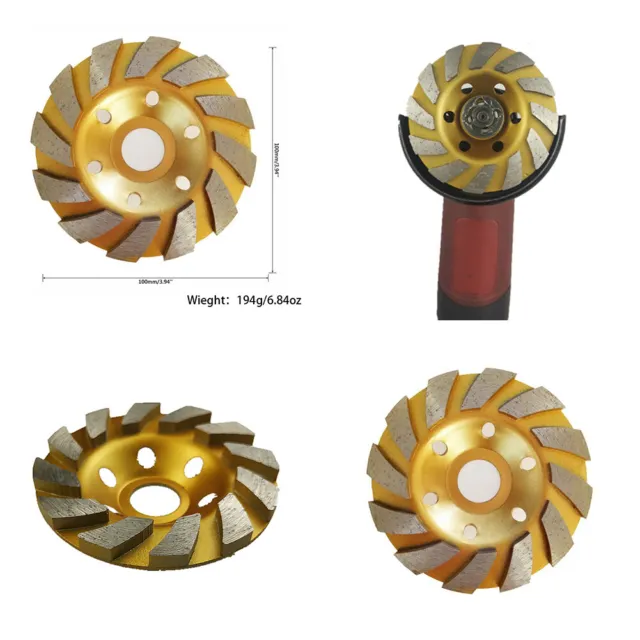 US 2-4 Pc Concrete Stone Cut Ceramic Turbo Diamond Angle Disc Grinding Cup Wheel
