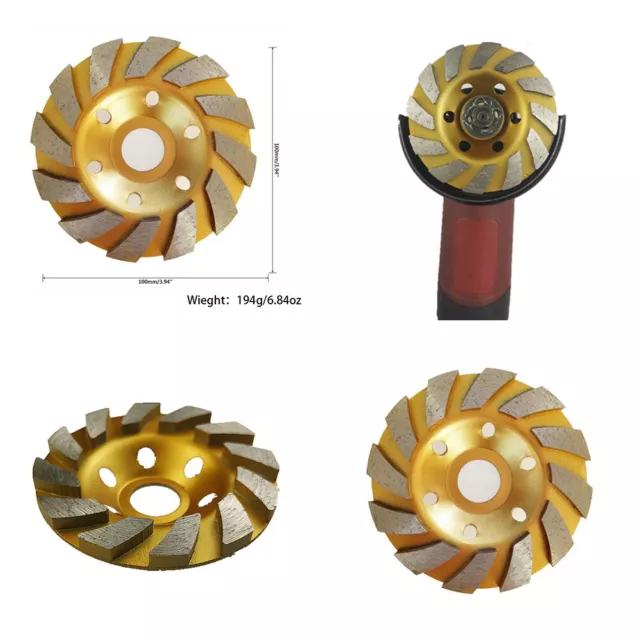 US 2-4 Pc Concrete Stone Cut Ceramic Turbo Diamond Angle Disc Grinding Cup Wheel