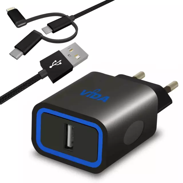 2.4A Super Rapide USB Chargeur Mural Secteur Adaptateur Prise Européenne + câble