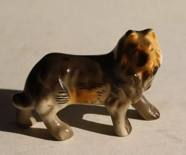 Border Collie Dog Figurine Brown Miniature Bone China Hand Painted Adorable VTG