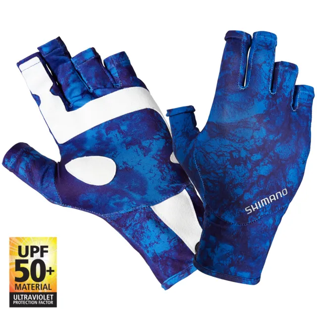 Brand New - Shimano 2021 Sun Gloves UPF Water Camo Colour - Choose Size