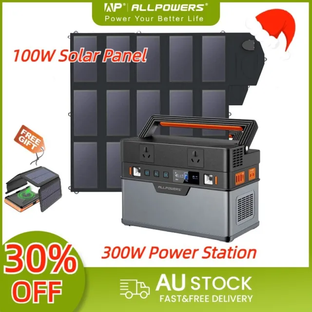 ALLPOWERS 300W Solar Power Station With 100W Foldable Solar Panel For Camping RV