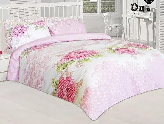 Duvet Set King Cover & 2 Pillow Case Zipped Size 100% Cotton Melis