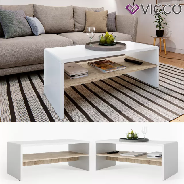 Table basse Sonoma chêne salon canapé table table basse table blanc Vicco