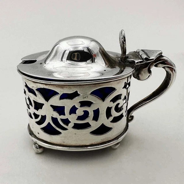 MUSTARD POT STERLING SILVER EDWARDIAN Birmingham 1904 Fraget & Co