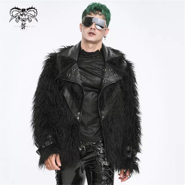 Devil Fashion Mens Long Goth Steampunk Winter Coat Jacket & Armour Harness  Black