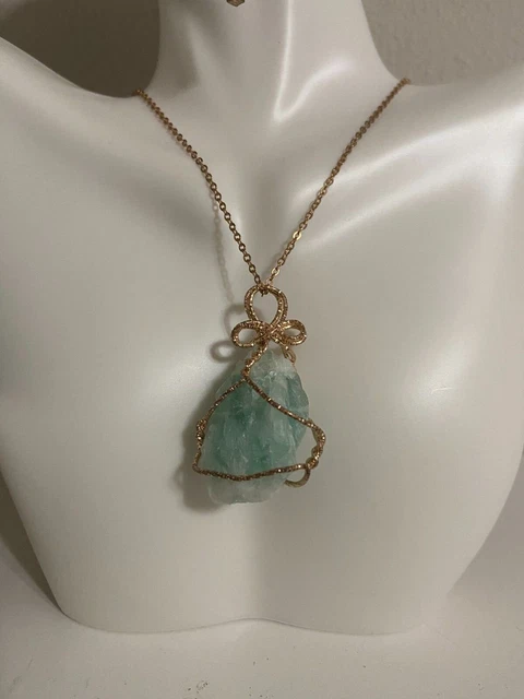 Natural Gemstone Necklace Chakra Stone Pendant Energy Healing Crystal with Chain 2