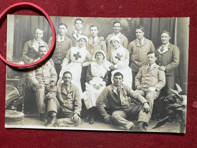 WW1  Photo Postcard of Nurses and Wounded Soldiers