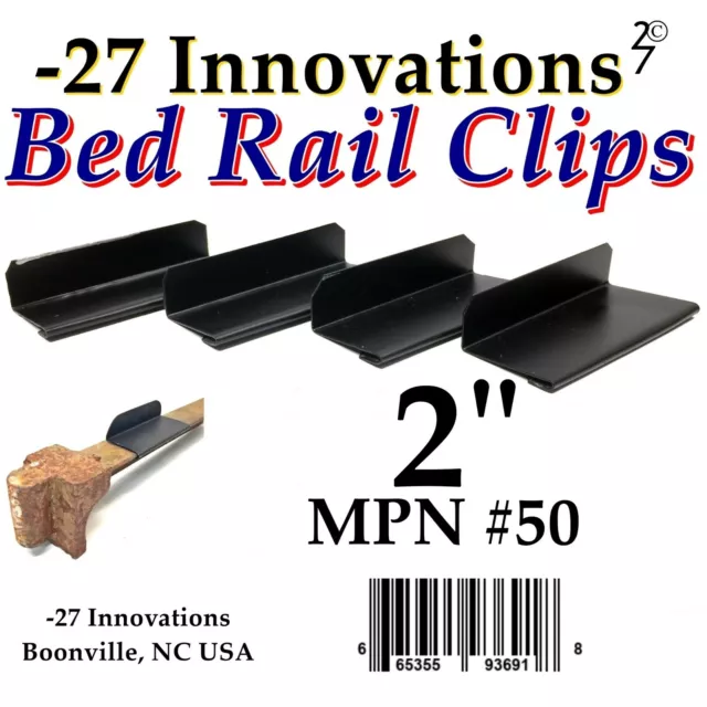 4 CLIPS Antique Flat Top Rail Iron Bed-Box Spring/Mattress CONVERSION KIT 2"