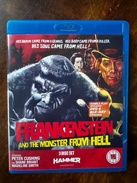 Frankenstein + the Monster from Hell Blu-ray Hammer Horror Movie Rare 3 Disc Set