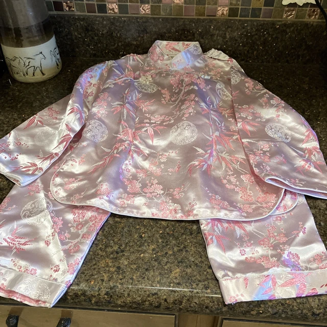 Chinese/Japanese Oriental Child pastel pink Top & pant Sz 8 kimona EUC