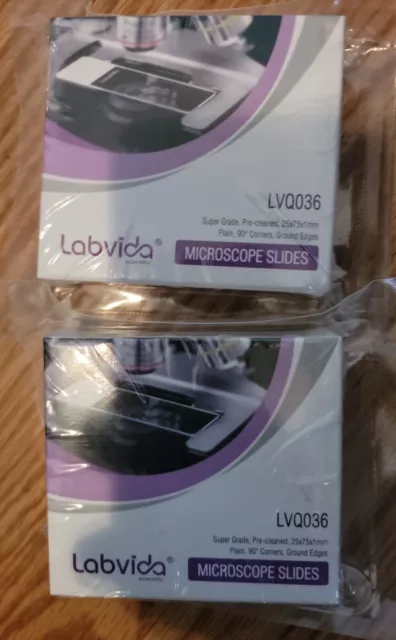 New 2  Labvida 144pcs of Pre-Cleaned Frosted Microscope Slides, Dim.75mmx25mm