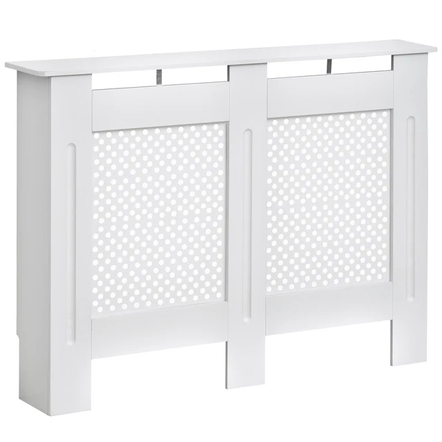HOMCOM Copritermosifoni Moderno Legno Traforato 111.5x82x19cm Verniciato Bianco