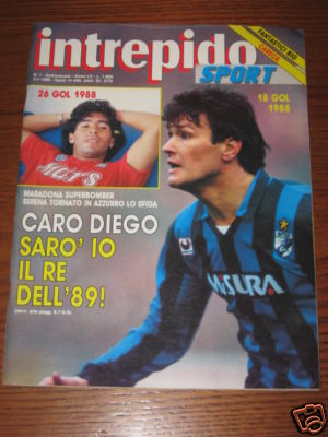 Inserto Careca Napoli INTREPIDO n°1 1989 Maradona Aldo Serena G134 