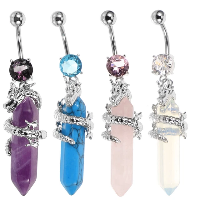 4 piezas Anillos abdominales Mujer Piercing Anillos Umbilicales Metal Joyería Abdomen Circón