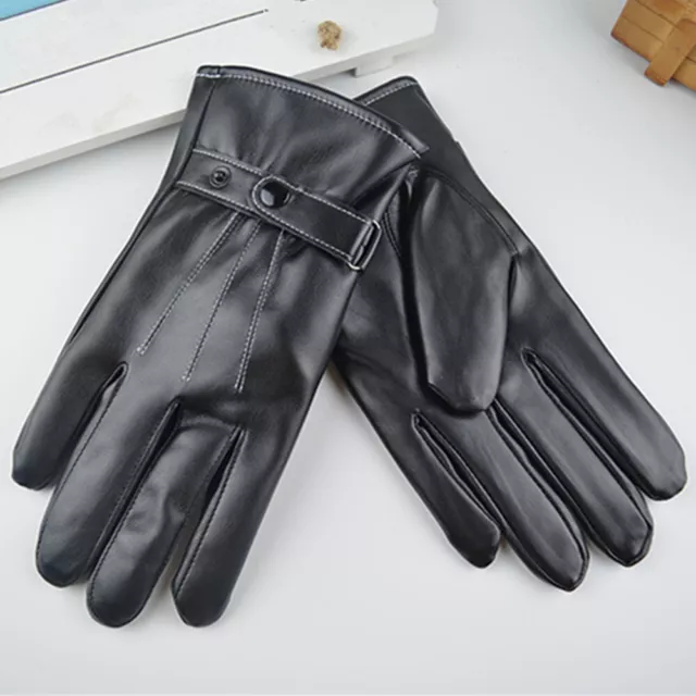 Men's Touch Screen Leather Gloves Thermal Soft Fleece Lined Driving Warm Winter