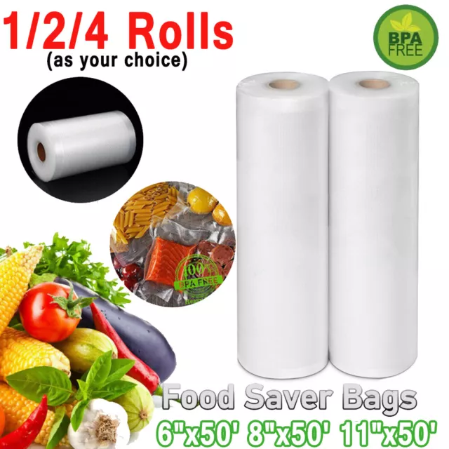 1/2/4 Giant 8x50' 11x50' Rolls Vacuum Sealer Bags Food Saver