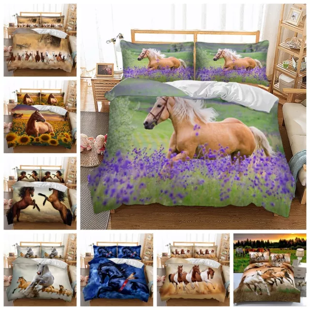 Horse Animals Duvet Doona Quilt Cover Set Single Queen King Bedding Pillowcases