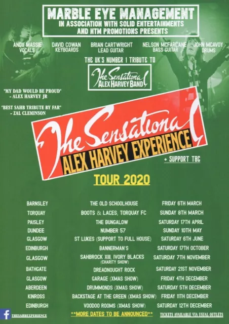 The Sensational Alex Harvey Band - UK Tour 2020 - Full Size Magazine Advert