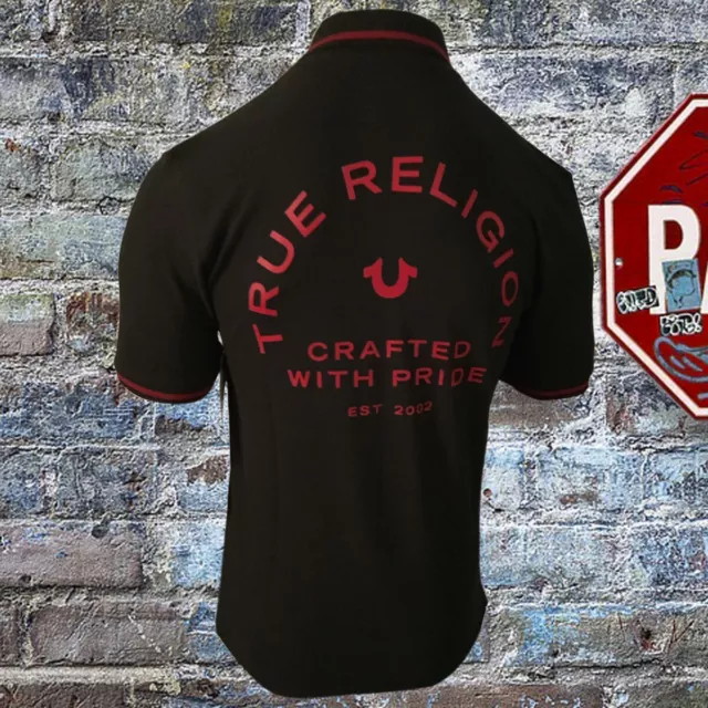 Nwt True Religion Men's Black Short Sleeve Polo Shirt Size S M L Xl Msrp $69.99