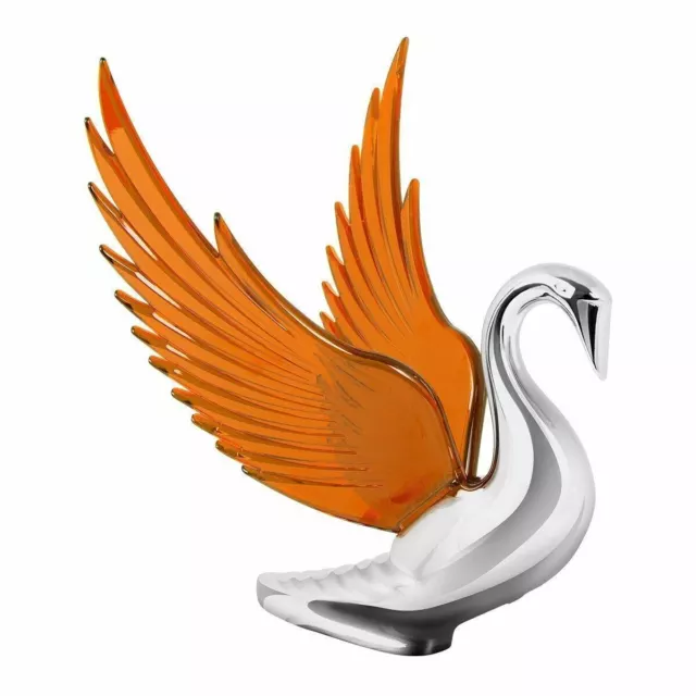 Lighted Hood Ornament Swan Bugler Windrider Amber Wings Chrome 7-1/2" GG#48096