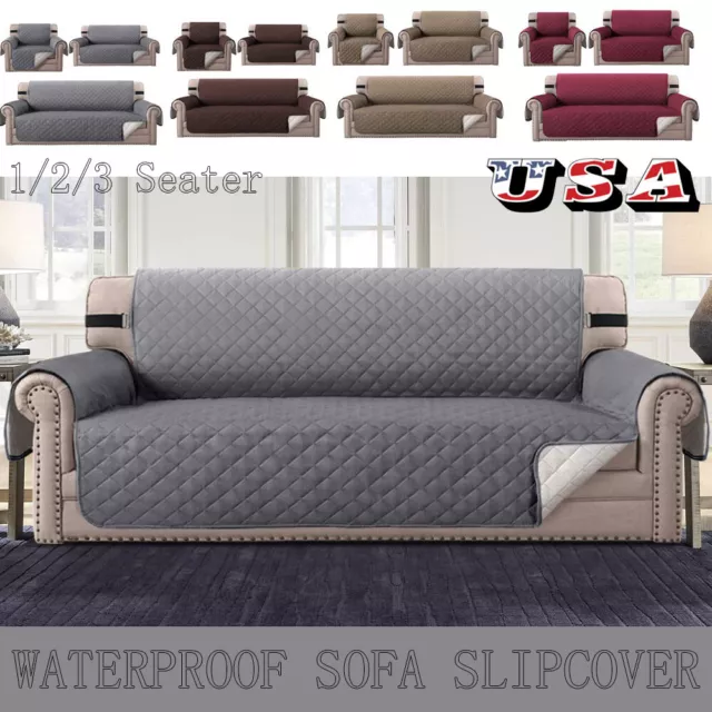 1/2/3 Seater Quilted Sofa Couch Cover Waterproof Pet Dog Mat Protector Slipcover