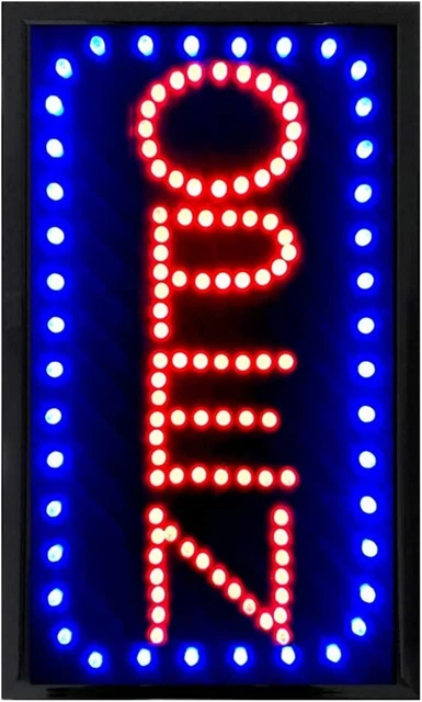 22X13Inch Large Vertical LED Open Sign for Business: Lighted Signs with Flashing