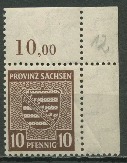 SBZ Provinz Sachsen 1945 Provinzwappen 78 Xa Ecke 2 dgz. postfrisch, bügig