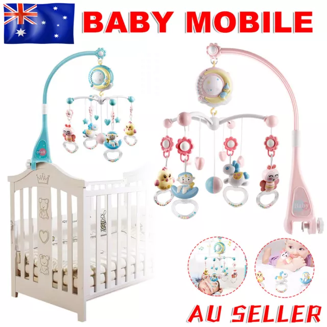 Baby Mobile Crib Cot Musical Wind up Toys Music Box Hanger Arm Bed Bell Gift