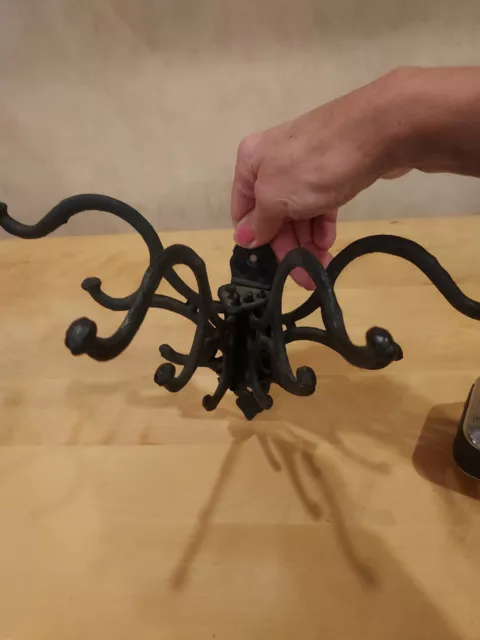 Cast Iron Victorian Folding Swivel Hat Coat Rack Wall Hooks