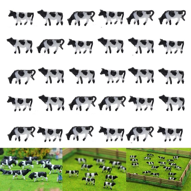 30 Vaches échelle N (1:150) En Plastique – Miniatures Réalistes Pour Train, Diorama Ou Paysage De Ferme
