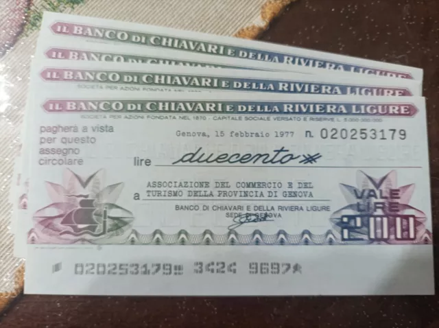 Miniassegni Banco Di Chiavari Da 200 Lire Fds