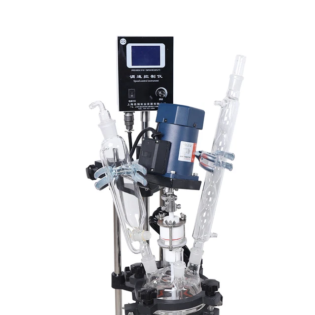 90W Digital Display Lab Glass Reactor Jacketed Reaction Vessel Efficient Reflux