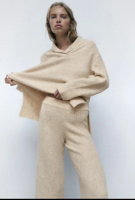 Co Ord Sets Zara Matching Sweater Set ZARA GREEN ASYMMETRIC DRAPED