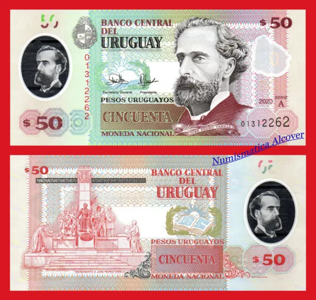 URUGUAY 50 Pesos uruguayos 2020 Polymer Pick NEW SC / UNC