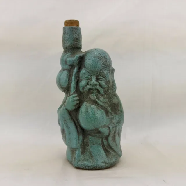 Beautiful Vintage Chinese Clay Bottle Turquoise Old Man #2728
