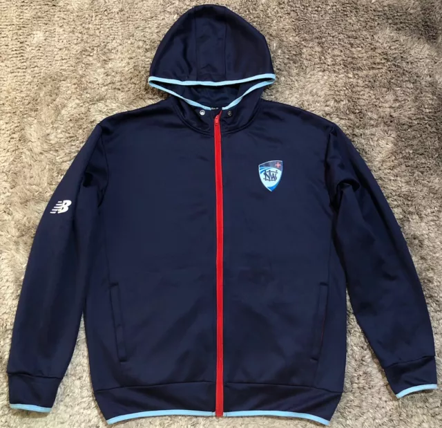 048 Authentic NSW Blues Cricket Players Hoodie Zip Jacket Pockets Mens L VGC