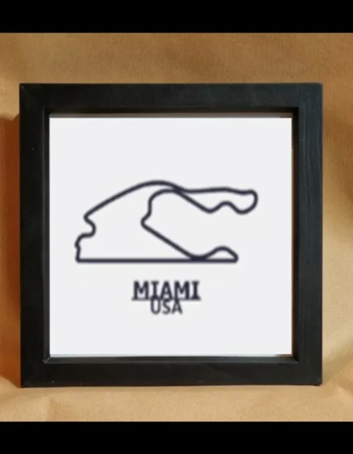 Miami F1 Track - Box Framed - 8x8 inch Frame - 3D Print - USA F1