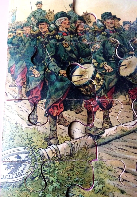 TRÈS ANCIENS JEU EN BOIS PUZZLES 1900 SCÈNE GALANT/ROMANTIQUE JEU COLLECTION