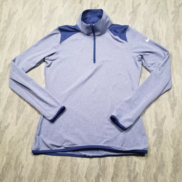 Nike Golf Top Womens Medium Blue Long Sleeve Mock Neck Dri-fit