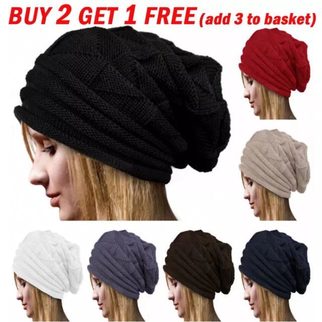 Men Womens Unisex Slouch Baggy Oversized Winter Warm Ski Knitted Beanie Hat Cap∝