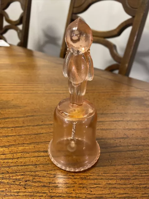 Kewpie Doll Figure Vintage Pink Depression Glass Handle Baby Bell