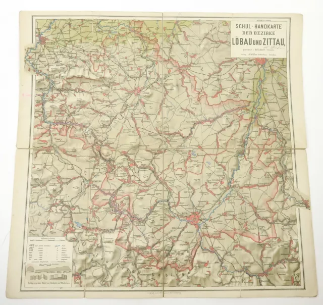 Schul-Handkarte der Bezirke LÖBAU und ZITTAU 1:25000 Landkarte Sachsen (49