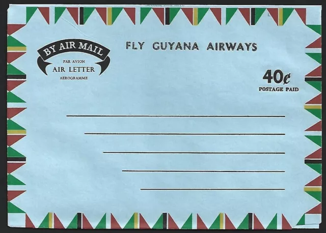(AOP) Guyana 1982 40c black aerogramme unused