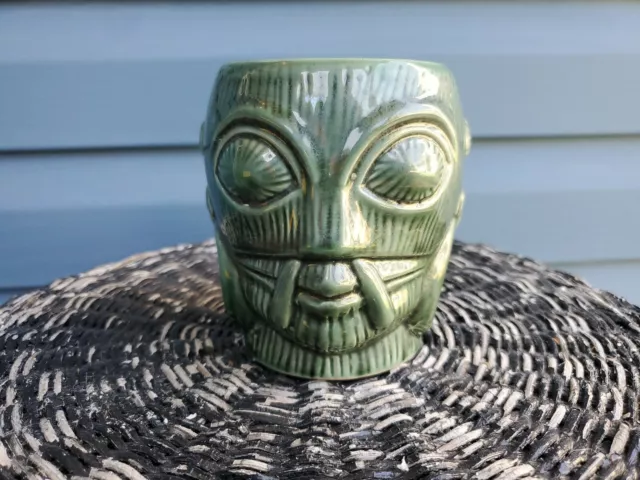 4.5 Inch Vintage Green Tiki Glass Shrunken Head