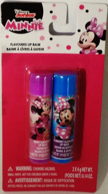 2 Disney Junior MINNIE MOUSE Lip Balms 1 Blueberry & 1 Berry .14oz Each Sealed