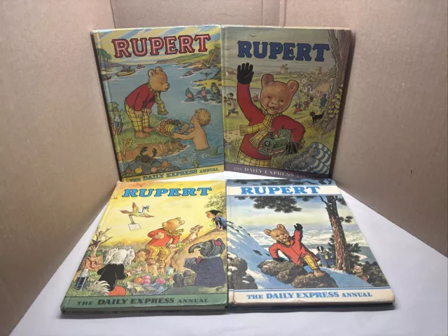 Vintage Book Lot - Rupert the bear Annuals 1970, 1972, 1975, 1976 good condition